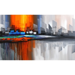 Abdul Jabbar, Feeling (Slums), 30 x 48 Inch, Oil on Canvas, Cityscape Painting, AC-ABJ-025